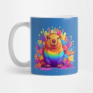 Cute rainbow Capybara in pride month Mug